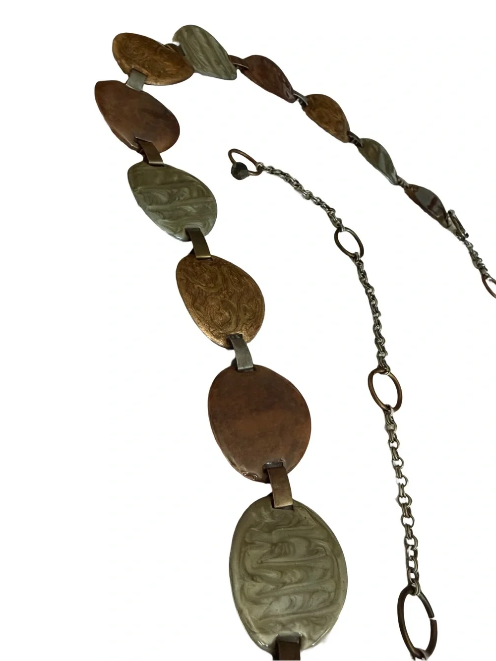 VINTAGE BOHO MINIMALIST ENAMELED & CHAIN BELT- ADJUSTABLE SIZE